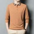 thumbnail image 5 of Men's Classic Solid Color Simple Versatile Polo Long Sleeve T-shirt, 5 of 6