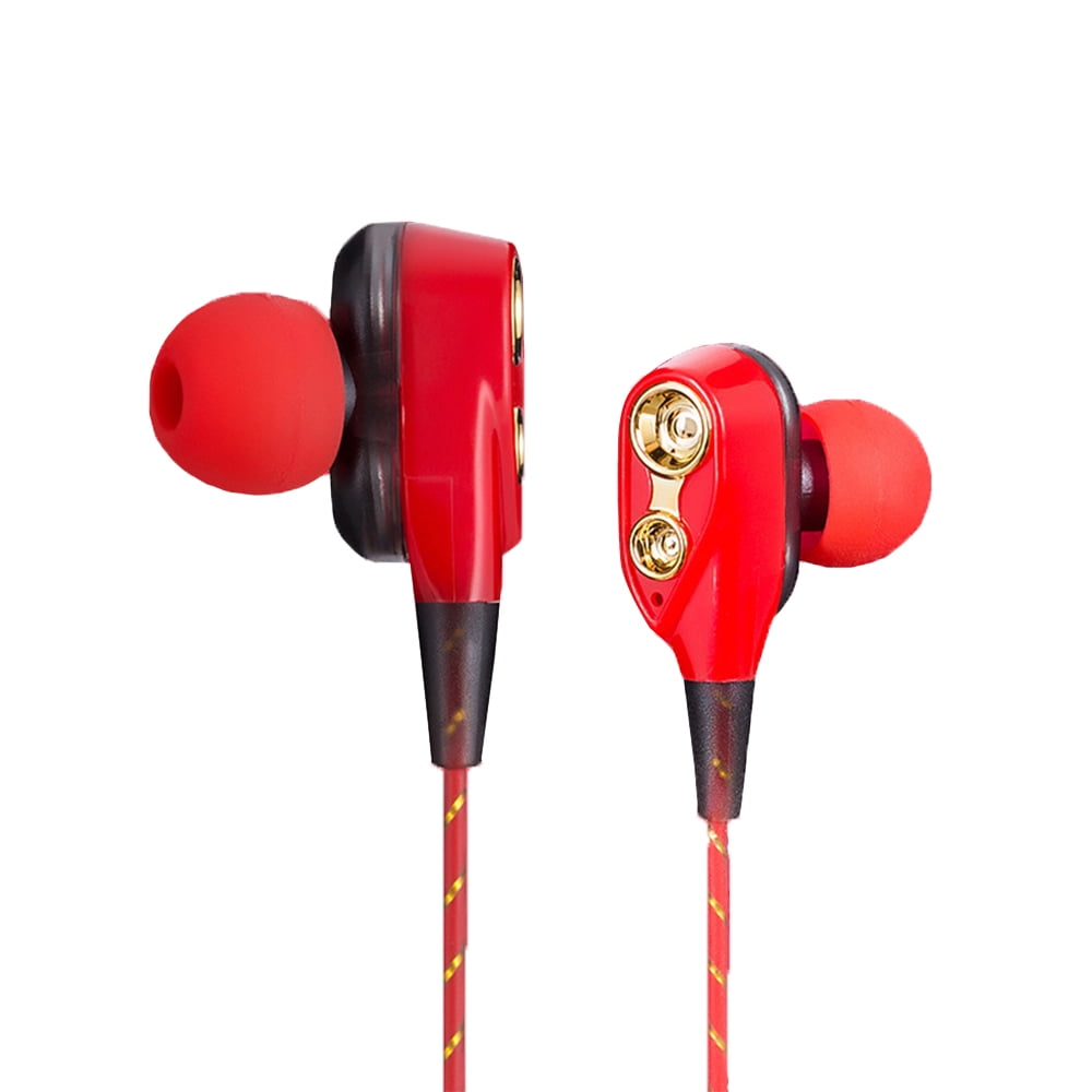 Yeacher Dual Moving Coils In-Ear Earphones with Microphone Noise-Cancelling Wired Earbuds with Control 1.2m Cable 3.5mm Connector