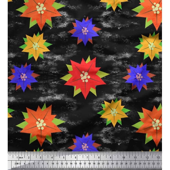 Soimoi Crepe Silk Fabric Paper Flower Art & Craft Print Sewing Fabric Yard 42 Inch Wide