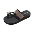 thumbnail image 2 of Womens Slip On Walking Shoes, Platform Flip Flop Rhinestones Glitter Wedge Arch Support Sandals Comfortable Soft Cushion Wedge Flip Flops Slides Beach Thong Sandals for Wedding Bride, Black 8, 2 of 8