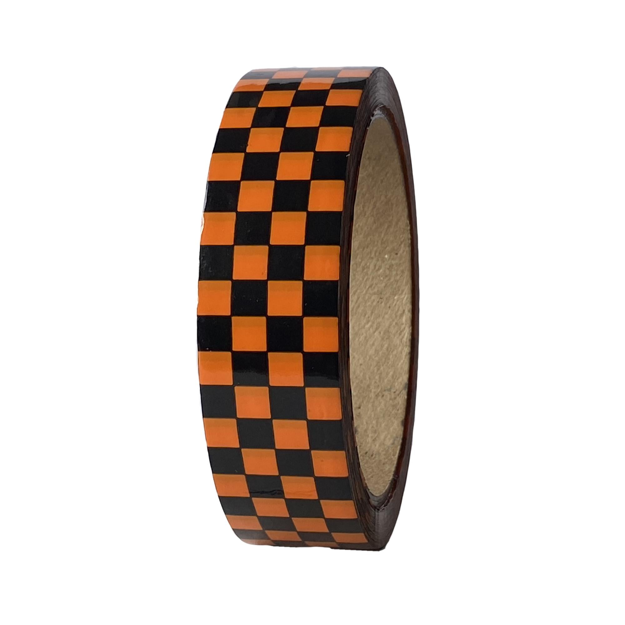 Laminated Checkerboard Outdoor Vinyl Tape 1" X 18 Yard Roll Orange / Black (24 Roll / Case)