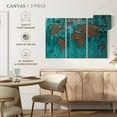 thumbnail image 4 of Elephant Stock Impression World Map Wall Art - Horizontal Multi Panel Canvas - Living Room Wall Decor - Map Multi Panel - Teal And Brown Decor - 23" x 14", 4 of 4