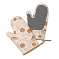 thumbnail image 3 of XMXT 2 Pcs Silicone Oven Mitts, Leaf Cake Design Illustration Thickened Non-Slip BBQ Gloves, Brown, 3 of 9