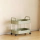 thumbnail image 5 of Estante De Almacenamiento De Plástico Carrito de almacenamiento verde de 2 niveles con reposabrazos, organizador de artículos de tocador para cocina y baño, para sala de estar (1 unidad) JASKFLY, 5 of 8
