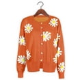 thumbnail image 6 of nerohusy Women's Cute Embroidery Daisy Floral Knit Cardigan Open Front Button Up Y2K Artistic Aesthetic Sweater Outwear 2025 Orange,M, 6 of 8