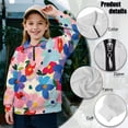 thumbnail image 6 of Uorisanigo Girls Sweatshirts Fall Fashion Long Sleeve Pullover Shirts Tops Oversized Colorful Floral Print Quarter-Zip Pullover Jacket for Sports and Daily Wear Outerwear Jacket, 6 of 7
