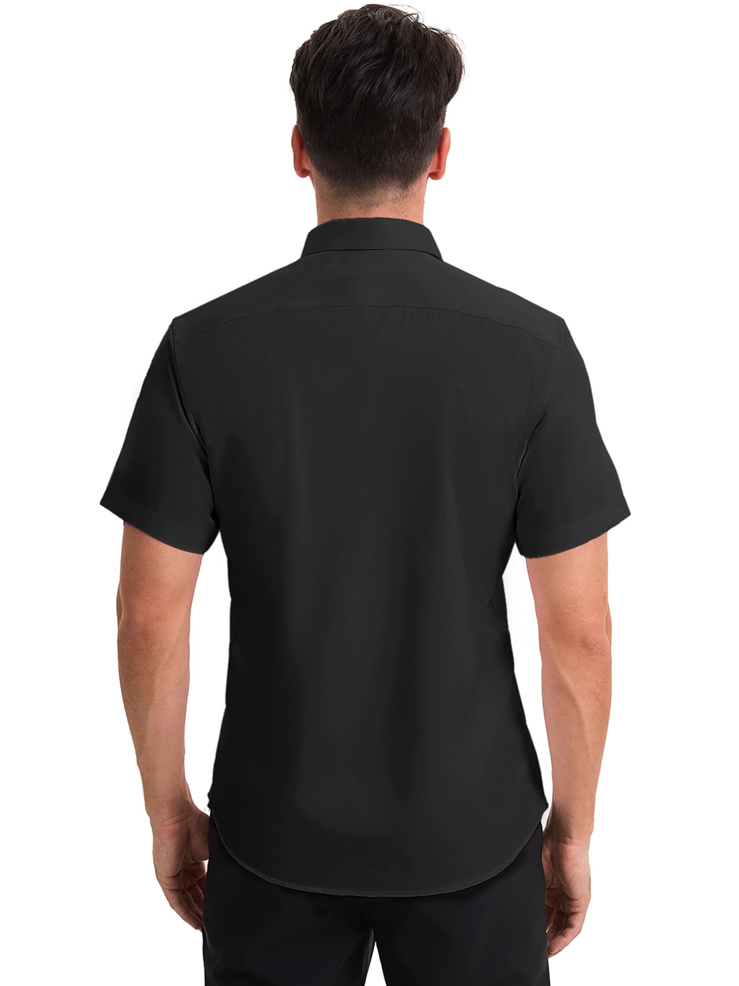 Unique Bargains Men's Short Sleeve Lightweight Business Formal Button Down Shirt M Black