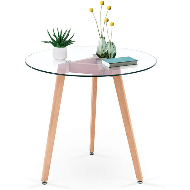 Ivinta Modern Dining Table Round Glass, Small Round Glass Top Kitchen Table