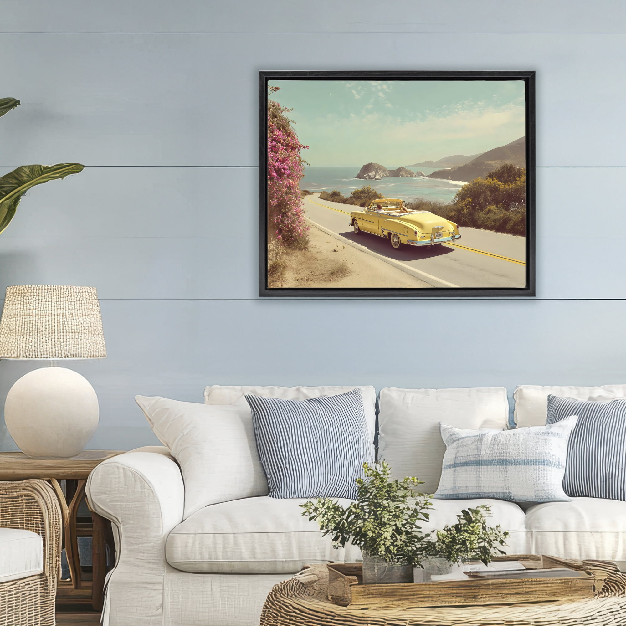 Stupell Industries Vintage Yellow Ride Black Framed Floater Canvas Wall Art, design by Franklyn Gregory
