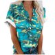 thumbnail image 1 of Pantalones Cortos para las Mujeres Impresión Sexy Cómodo Bolsillo de Manga Corta, Botón Top Blusa Camiseta, 1 of 5