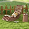 thumbnail image 2 of Gymax Set of 2 Acacia Wood Patio Chaise Lounge Chair Outdoor Rocking Chair w/ Slatted Design, 2 of 10