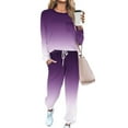 thumbnail image 2 of Cotton Lounge Outfits 2 Piece Sweatsuits Womens Long Sleeve Crewneck Pullover Tops Drawstring Sweat Pants Tracksuit (XL, Purple), 2 of 6