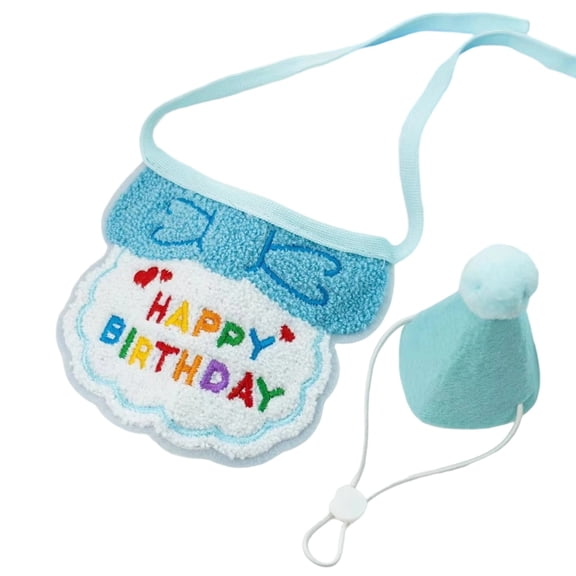 Birthday Party Hat Bib and Scarf Set for Cats Dogs Pet Celebration Accessory with Durable Polyester Material