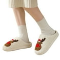thumbnail image 3 of Men's Christmas Slippers Cute Reindeer Print House Shoes Xmas Fuzzy Warm Flat Shoes, 3 of 8