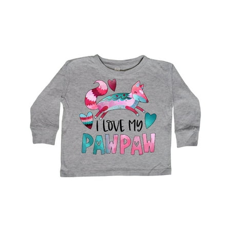 

Inktastic I Love My Pawpaw Pink and Blue Fox with Hearts Gift Toddler Boy or Toddler Girl Long Sleeve T-Shirt