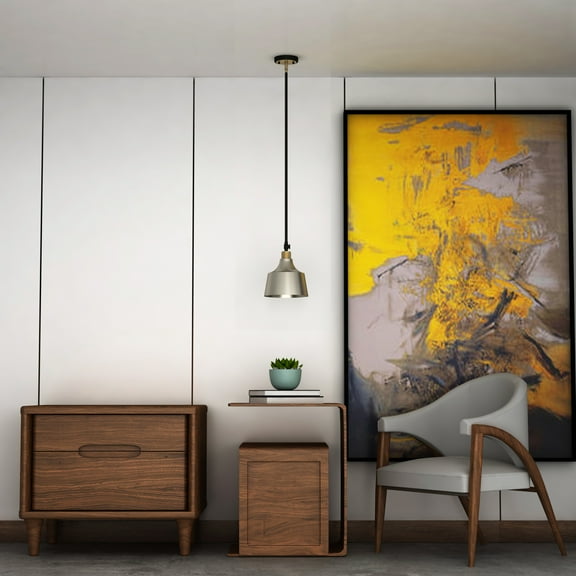 Vanity Art Modern 1-Light Mini Pendant Lighting in Black W/Antique Brass with Grey Green Metal Shade Farmhouse Hanging Lamp Single Ceiling Light Fixture for Kitchen Island, Dining Room MS208-1BK-AB-DG