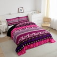 thumbnail image 3 of Feelyou Pink Triangle Aztec Queen Comforter Set, Boho Rustic Farmhouse Bedding Sets, Mandala Western Fashion Reversible Bedding Comforter Set, Luxury Bedroom Decor, 3pcs, 3 of 8