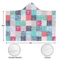 thumbnail image 3 of Wearable Blanket,Blue Boho Pioneer Flower Patchwork Pattern Hooded Wearable Flannel Blanket for Adults & Teens,Winter Poncho Shawl Wrap Cape Cozy Anti-Pill,60"x80", 3 of 5