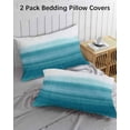thumbnail image 3 of Turquoise White Ombre Pillow Covers King Size 2 Pack, Modern Country Abstract Stripes Soft Bed Throw Pillowcases Breathable Cooling Long Lumbar Body Pillow Sham Cover for Bed Sofa 20''x36'', 3 of 7