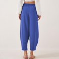 thumbnail image 4 of Audhol Casual Pants for Women Women's Summer High Waisted Baggy Pants Casual Ankle Length Trouser Slacks with Pockets Comfy Pants Women Blue1 L, 4 of 7