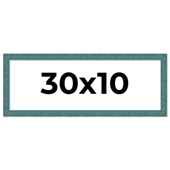 30x10 Frame Blue Rustic Barnwood Solid Wood Picture Frame Width 1.25 Inches | Interior Depth 0.5
