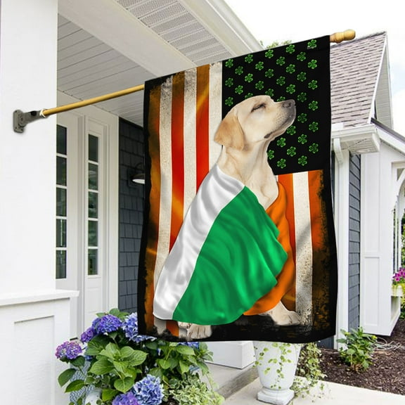 FLAGWIX Labrador Retriever Flag Shamrock Irish American BNL413F - House Flag (29.5" x 39.5")