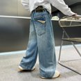 thumbnail image 6 of CONZONE Boys Baggy Jeans Wide Leg Casual Jeans for Child Y2K Elastic Waist Fall Streetwear Denim Pants with Pockets, 6 of 8