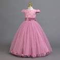 thumbnail image 6 of Gunia Flower Girl Dresses Elegant Long With Lace Trim Party Gown Formal Pink Dress For Girls 3-12 Years, 6 of 7