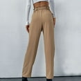 thumbnail image 5 of Women's Belted High Waist Straight Pants Solid Color Casual Loose Fit Work Long Pants Trousers with Pockets, 5 of 6