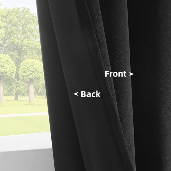 Black Velvet Curtains 90 inch Length 2 Panels, Luxury Blackout Thermal Insulated Window Drapes for Living Room Bedroom
