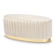 thumbnail image 2 of Baxton Studio Kirana Glam and Luxe Beige Velvet Fabric Upholstered and Gold PU Leather Ottoman, 2 of 7