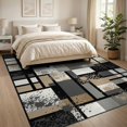 thumbnail image 3 of ODIKA 8'x10' Washable Area Rug Grey Abstract Geometric Grid Block Splatter Brushstroke Marbled for Dining Room, Large Office, Lounge, Non-Slip Chair-Friendly Mat, 3 of 7