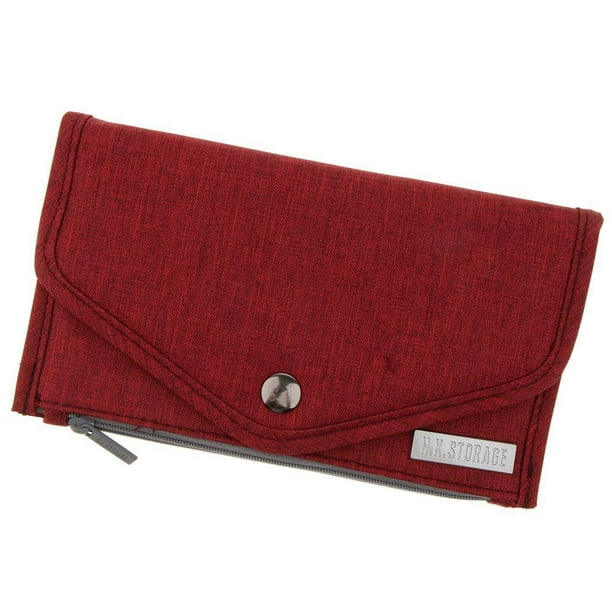 Organizador de viaje unisex, bolsa para documentos, estuche de viaje, funda para pasaporte, billetera de viaje rojo