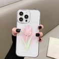 thumbnail image 5 of Flower Phone Case for iPhone 15 Pro Max, Cute Aesthetic Pink Tulip Clear Phone Cover for Women Girls, 5 of 12