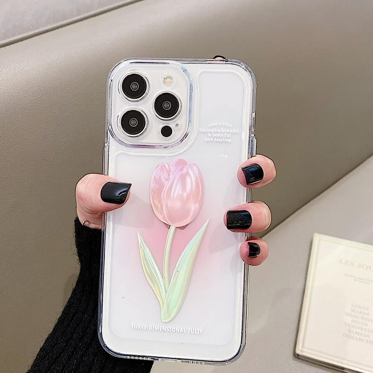 Flower Phone Case for iPhone 15 Pro Max, Cute Aesthetic Pink Flower Phone Case for iPhone 15 Pro Max, Cute Aesthetic Pink