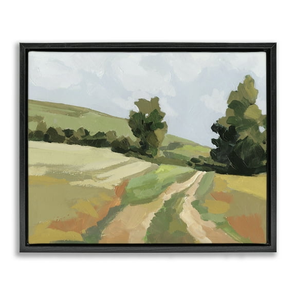 Stupell Industries Vast Country Path Landscape Painting Black Floater Framed Art Print Wall Art, 21 x 17