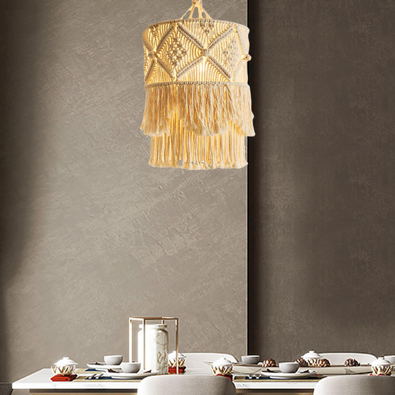 Macrame Tassel Lamp Shade Woven Bohemian Hanging Lampshade Cover Removable Hotel Nursery Party Decor