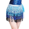 thumbnail image 3 of Lentejues Bor de cadera Multijugador Danza del vientre Streamer Traje de flecos para niñas - Azul negro SM SunniMix Bufanda de danza del vientre para mujer, 3 of 6