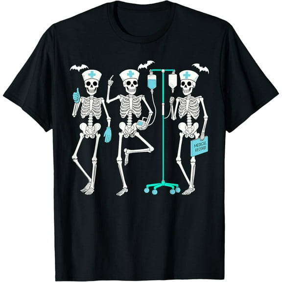 Nursing Halloween Skeleton Nurse Healthcare Spooky Nurse T-Shirt tee