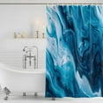 thumbnail image 4 of Blue Ocean Waves Bathroom Shower Curtains with Hooks, Blue Marble Waterproof Fabric Washable Shower Curtain for Home Hotel Bathtub Decor 36x72 Inch, 4 of 9