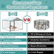 MEETWARM Large Outdoor Dog Kennel Heavy Duty Dog Cage Playpen Galvanized Steel Pet Fence with Fully Enclosed Waterproof UV-Resistant Cover Roof, Stainless Steel Zip Ties and Secure Lock