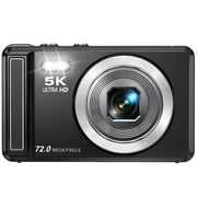 MARVUE Digital Camera 5K UHD 72MP Vlogging Camera, Autofocus Compact Camera with 16X Digital Zoom, Point and Shoot Digital Camera - Black