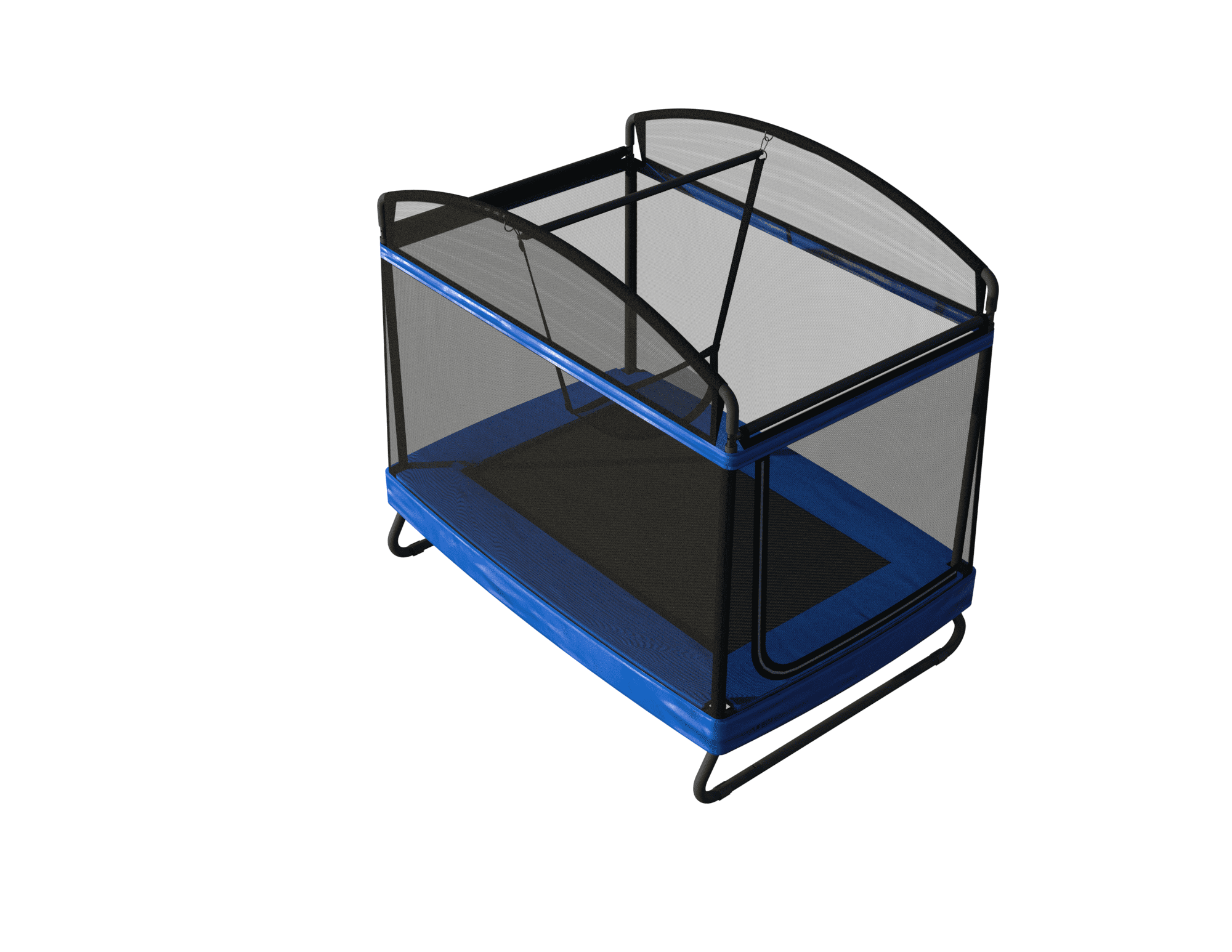 Witaxima 4x6ft Outdoor Square Trampoline for Kids & Adults, Rectangular Bounce Trampoline with Safety Net & Swing, 220LB Capacity, Black+Blue