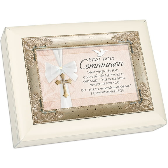 8" Brown and Ivory First Communion Italian Style Music Box