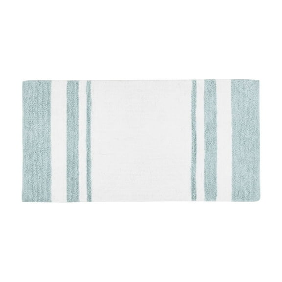 Madison Park Reversible Bathroom Rug, 100% Cotton, Absorbent, Aqua, 27" x 45"