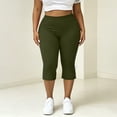 thumbnail image 6 of Noric Women's Plus Size Bow Tie Cuff Capri Leggings High Waist Stretchy Yoga Pants Side Split Casual Workout Cropped Tights, 6 of 9