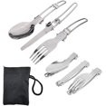 thumbnail image 1 of Cubiertos Plegables para Acampar, 2 Juegos de Vajilla para Acampar de Acero Inoxidable, Cuchillo Ligero Tenedor Cuchara con Bolsa de Transporte para Acampar Viajes Senderismo Picnic,11 Feliz Sencillez, 1 of 5
