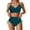 Dark Green, variant on Huowey Women Swimwears High Waisted Bikini Sets Drawstring Swimsuits Crisscross Tie Back Bathing Suit Resort Swim Wear Honeymoon Cruise Trendy Wear