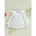 thumbnail image 4 of Hirigin Newborn Baby Girl Lace Romper Dress Long Sleeve Ruffle Mesh Tutu Dress 0 3 6 12 18 Months Cute Jumpsuits with Headband, 4 of 8