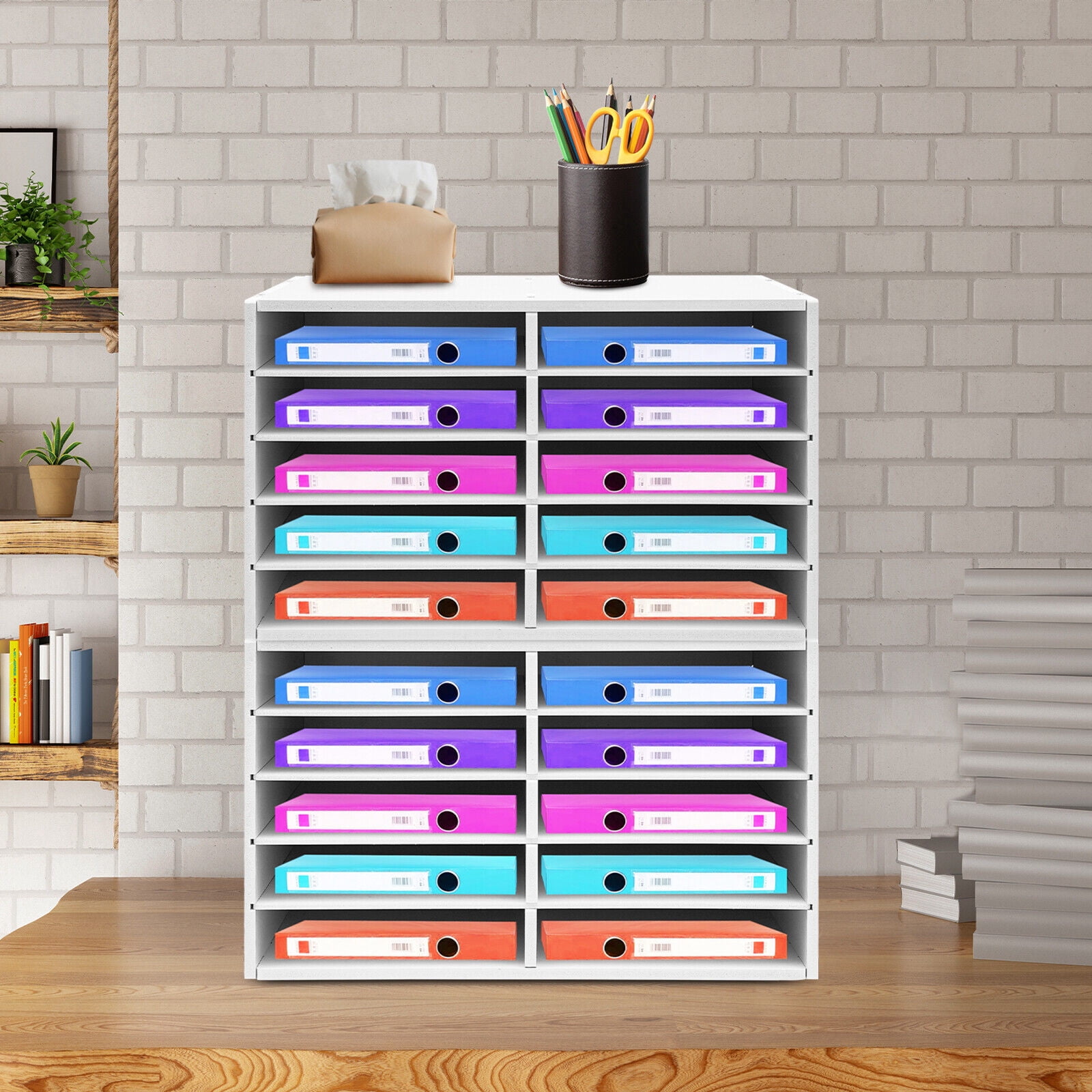 2 pcs Desktop Paper Storage Cabinets Office File Storage Cabinet File Storage Cabinet White